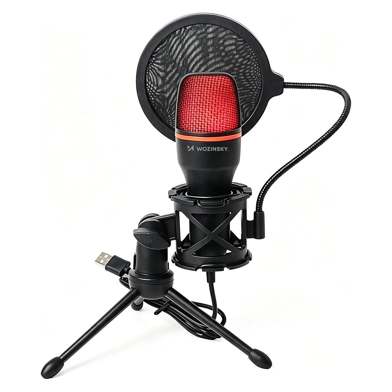 Wozinsky Studio Gaming USB-Computermikrofon mit RGB-Ständer - Schwarz (1409315874)