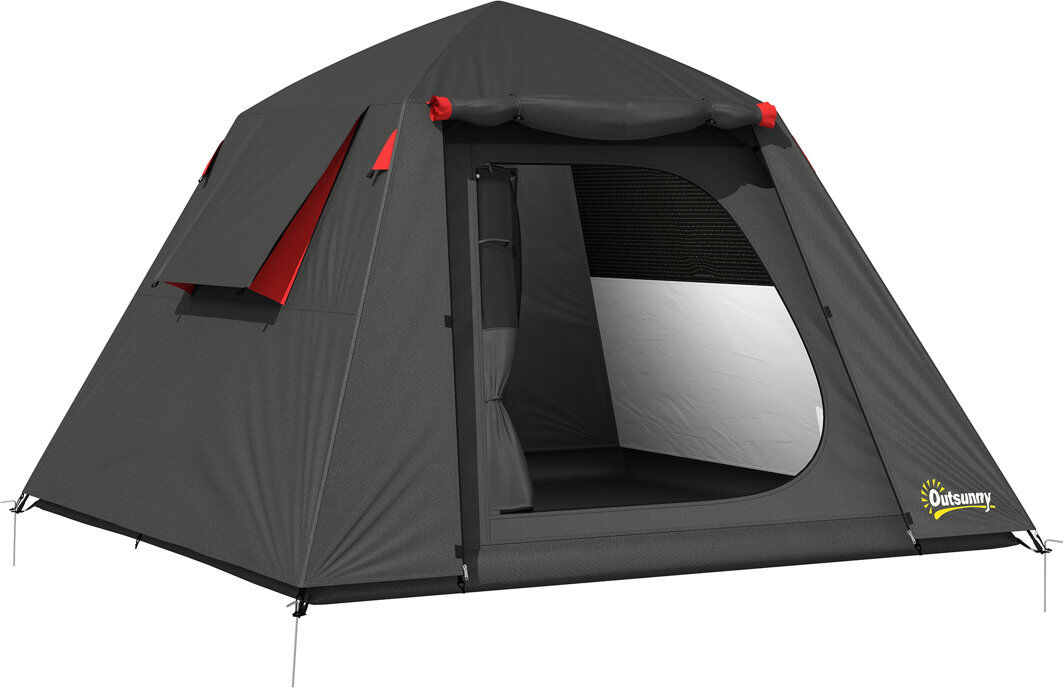 Outsunny Camping Tent 2 Man Dome Tent 3000mm Waterproof Grey/Red 2 Person