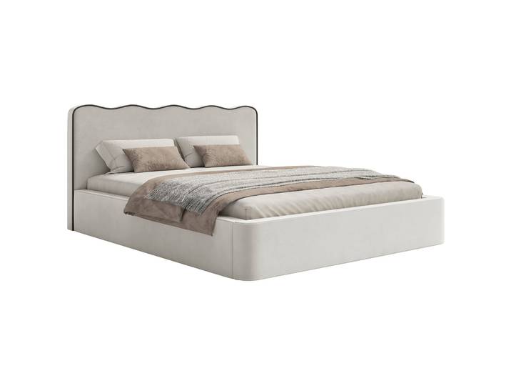 Polsterbett 160x200 cm Duney mit Stauraum, hellbeiger Samtvelours