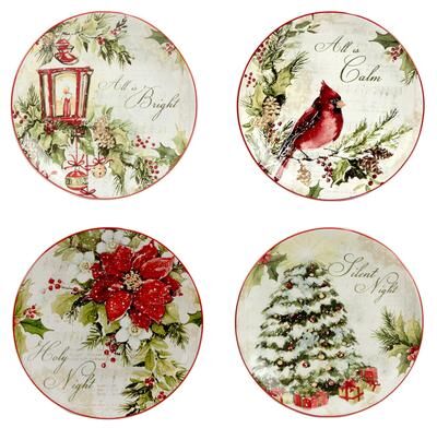 "Certified International Silent Night 9"" Salad/Dessert Plates, Set of 4"