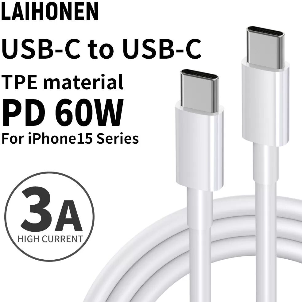 INF Câble de charge rapide 3M, câble USB C vers USB C PD 60 W