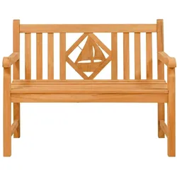 Endorphin, Gartenbank, Premium Teak Gartenbank 120 cm „Modell Raute“ mit Motiv Segelboot