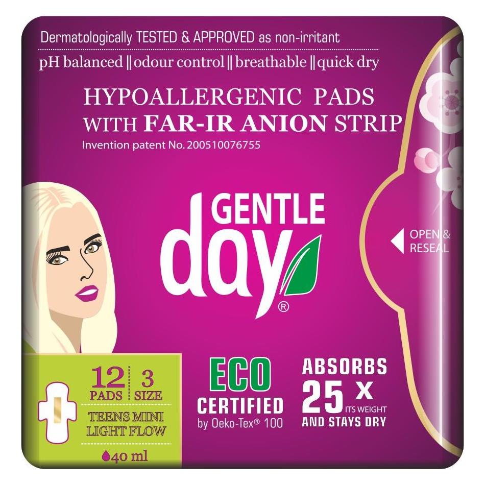 Gentle Day Mini -Hygiene -Sanitärservietten mit Anionengürtel (Teenager) 12 Stcs - sanfter Tag (37729808)