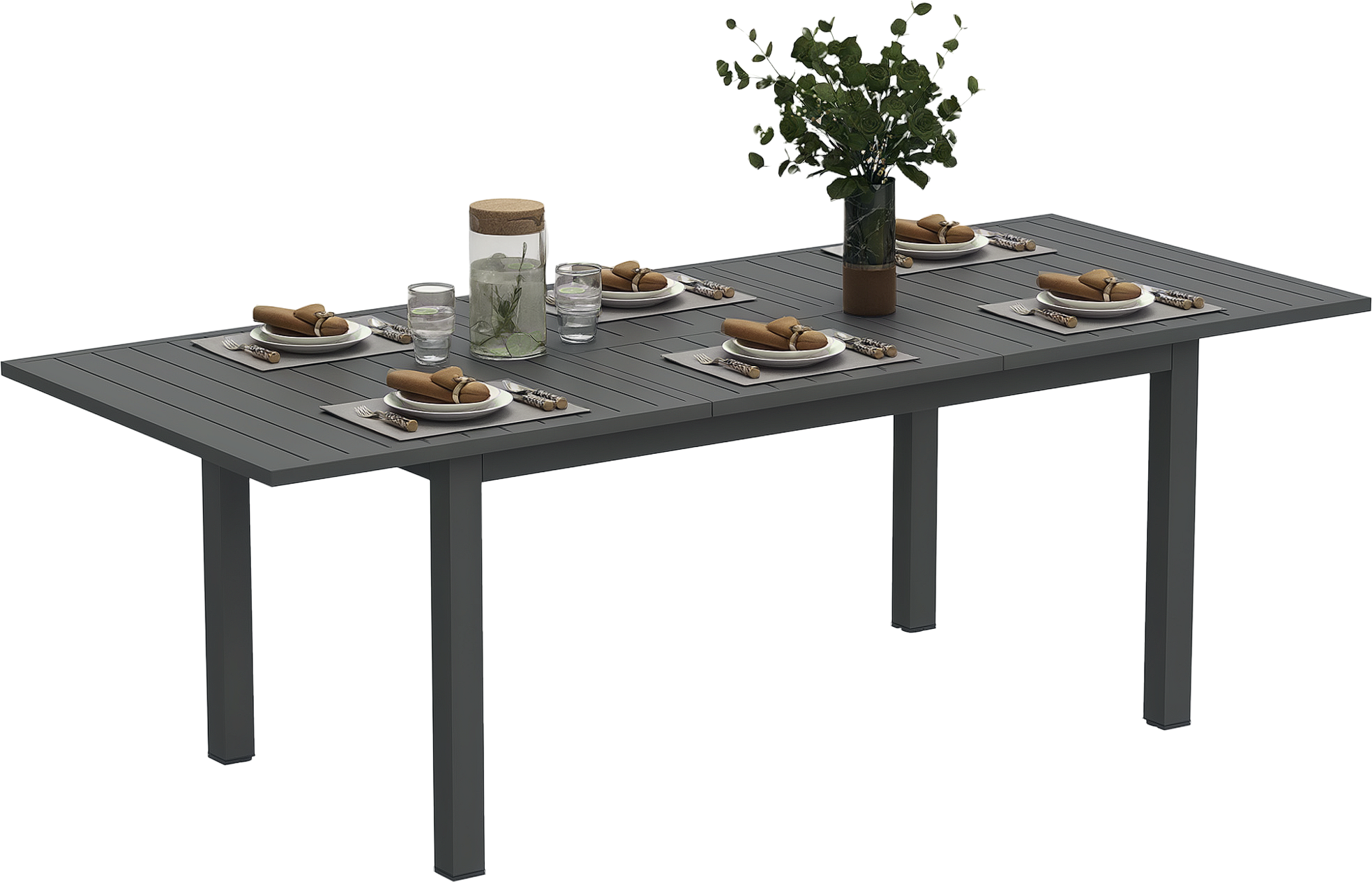 Outsunny Tavolo da Giardino Allungabile da 160-220 cm per 6-8 Persone Rettangolare in Alluminio, Grigio