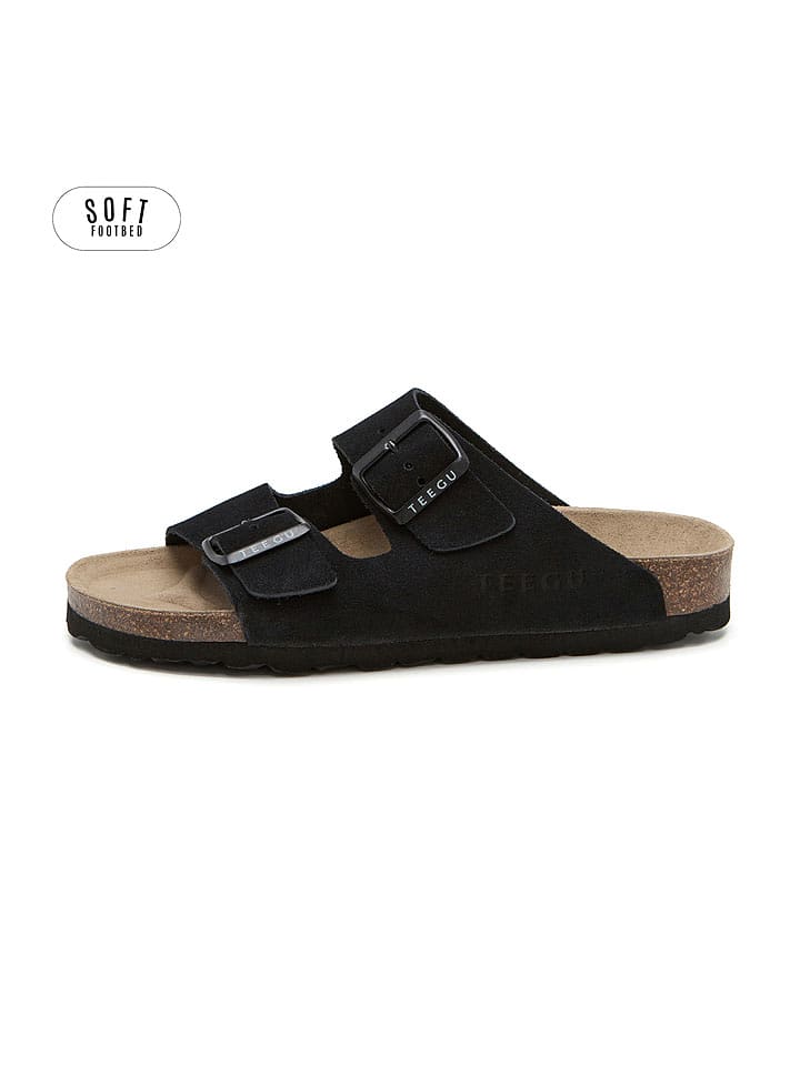 teegu Leder-Pantoletten in Schwarz - 39
