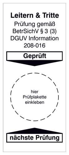 SafetyMarking 30.C5101 Grundplakette Geprüft gem. BetrSichV §3 (3), DGUV Information 208-016 Weiß Folie selbstklebend (Ø) 30mm