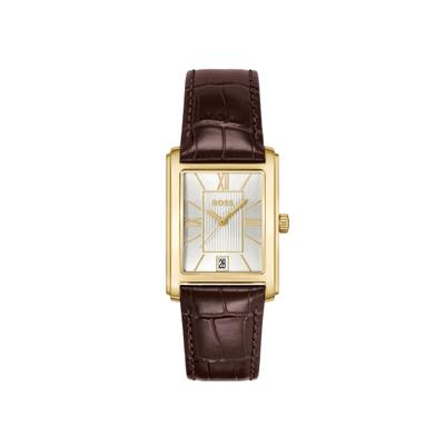 Quarzuhr BOSS "PRINCIPLE DRESS", braun, silberfarben, Armbanduhren, Damen, goldfarben, Quarzuhr, Armbanduhr, Damenuhr, Herrenuhr, Lederarmband, analog, Tag