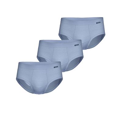 Slip AMMANN "3er Pack Slip mit Eingriff Day Classic / Jeans Feinripp", Herren, Gr. 5, blau (hellblau), Obermaterial: 75% Baumwolle CO. 25% Polyester PES., Unterhosen Slip