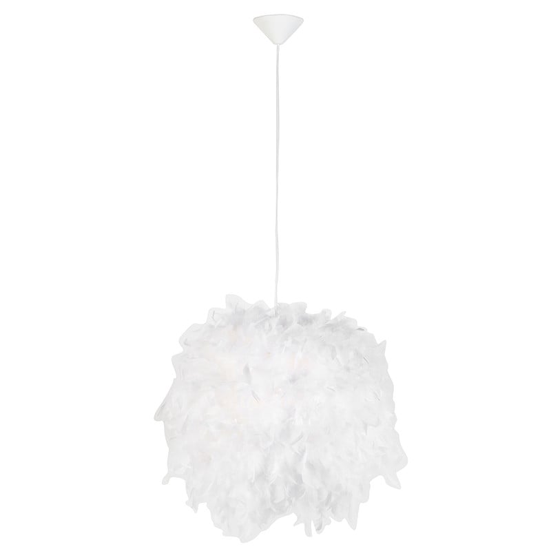 Qazqa Landelijke hanglamp met veren wit