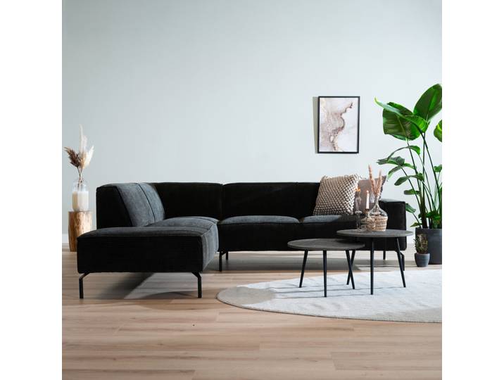 Bronx71 Ecksofa Kansas Chenille anthrazit / grün links