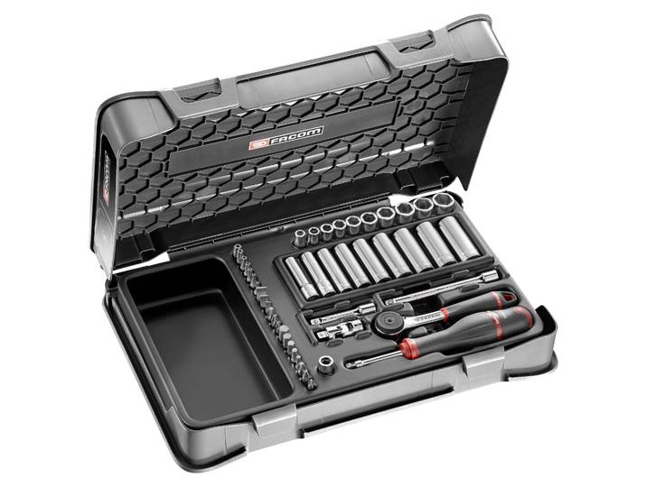 Coffret clé à cliquet + douilles longues 1/4'' FACOM R.2BLPB