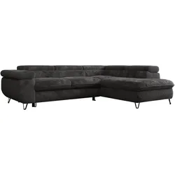 ECKSOFA PEDRO L Anthrazit Plüsch - Rechts Seite