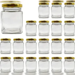 20x Quadratisches Glasgefäß für Gewürze 150ml mit Deckel - Küchenaufbewahrungsgläser - Gewürze, Marmelade, Joghurt