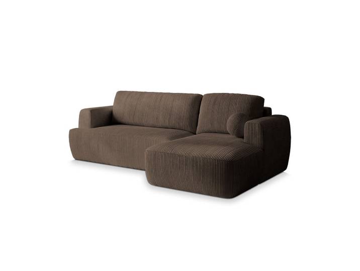 ECKSOFA SENTI P R-S Braun Kordstoff mit Schlaffunktion