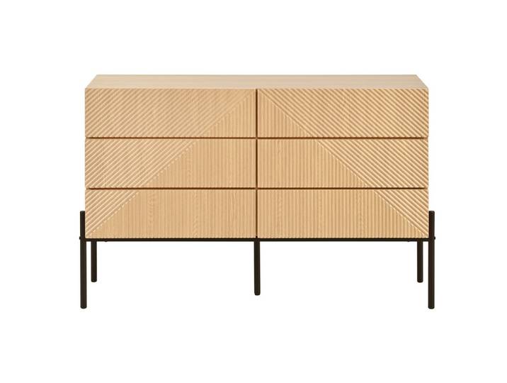 SIDEBOARD natur 3D struktur 6 schubladen 115cm