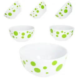 Pula grün 6x Müsli-Schale Ø14cm 400ml Porzellan 6 Pers. Dessert-Schüssel Punkte