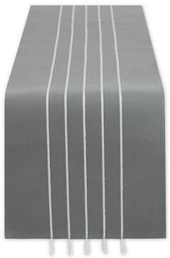 DII Gray and White Stripe Tassel Table Runner 14x72