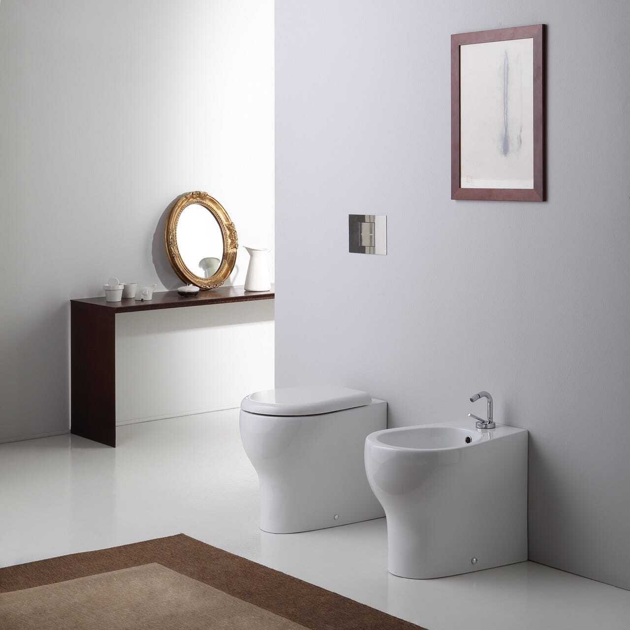 Bodenstehendes WC und Bidet, glänzend weiß | Soave