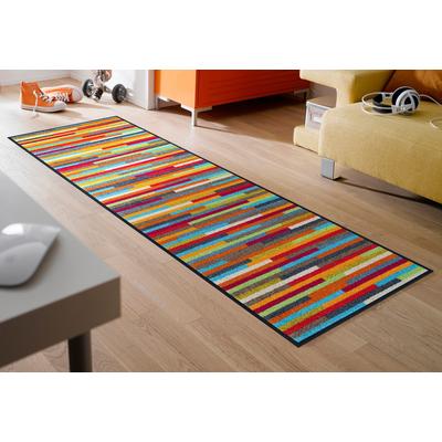 Läufer "Mikado Stripes" Gr. 18, bunt, B:75cm H:7mm L:120cm, Kunstfaser, WASH+DRY BY KLEEN-TEX, Teppiche, Läufer, Schmutzfangläufer, modernes Streifen Design, rutschhemmend, waschbar