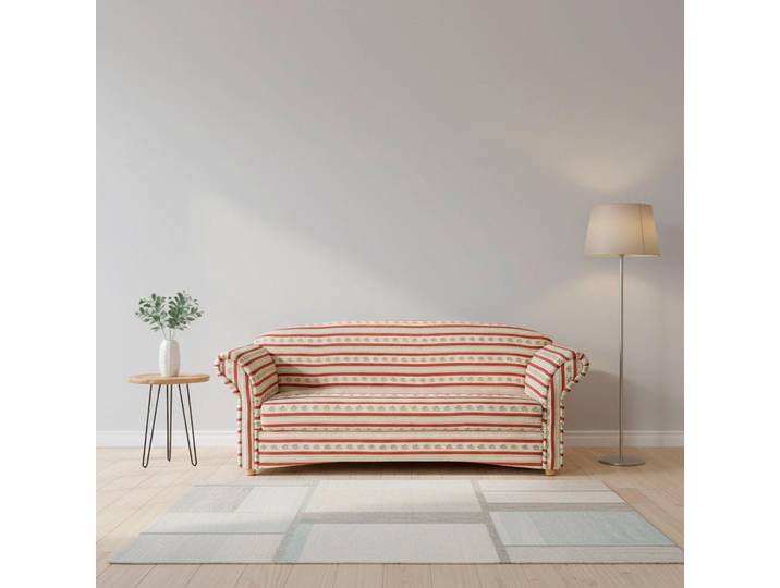 3-Sitzer Loretta,rot gestreift Blumenmuster, ca. 204x83x85 cm