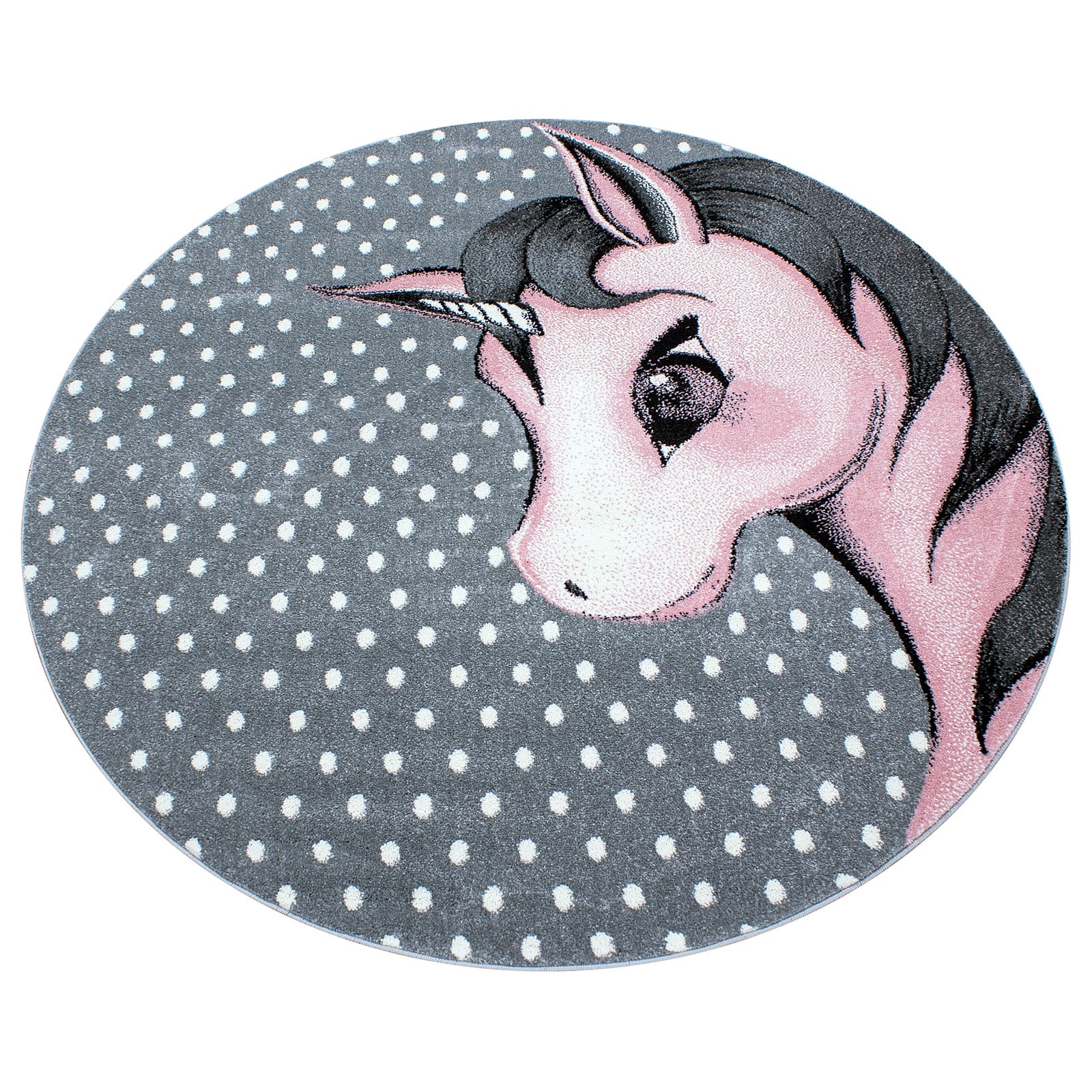 Ayyildiz Teppich Kinderkleed Eenhoorn Rond Roze/Grijs Diameter: 120 cm