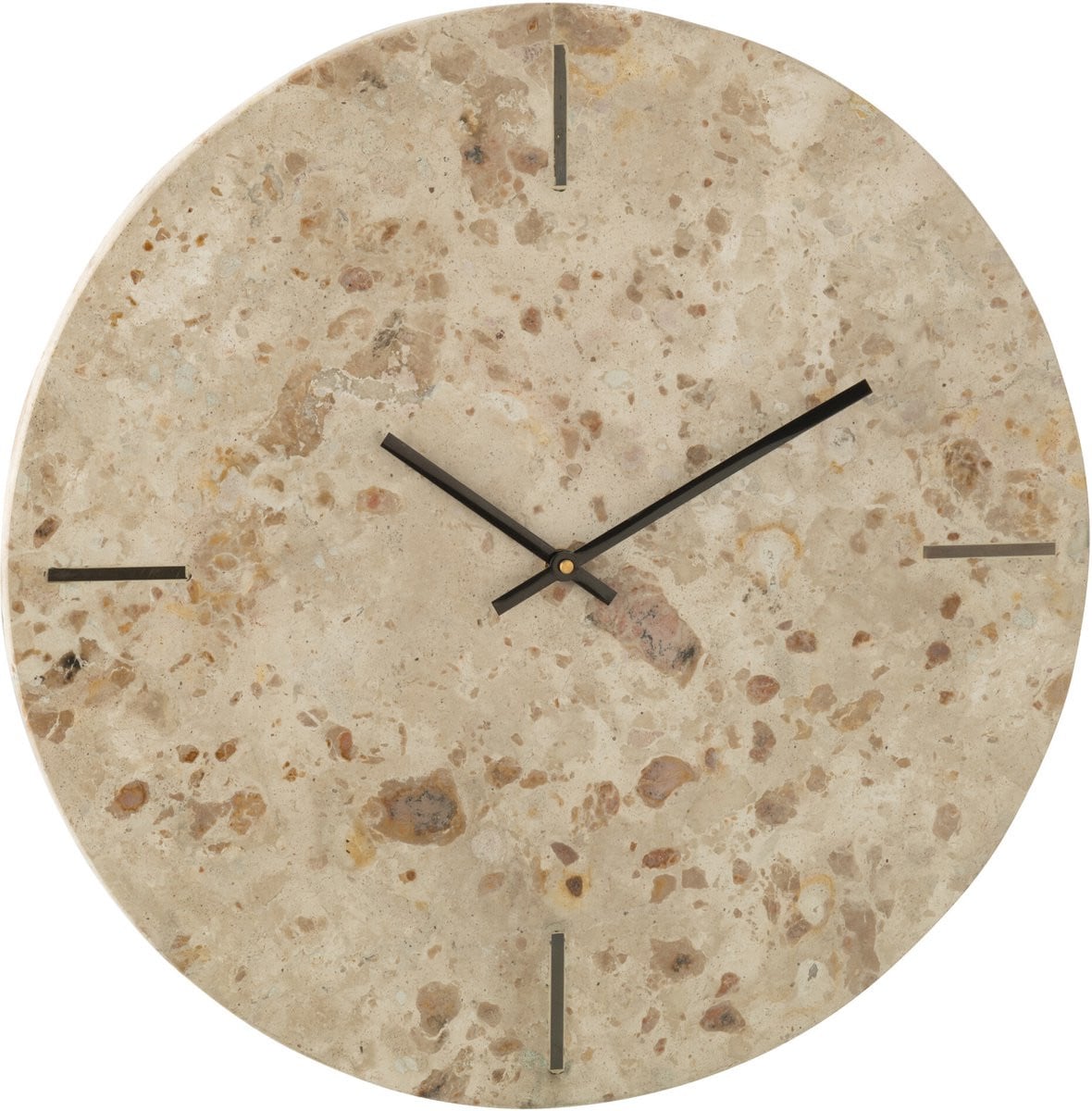 J-Line Wandklok Rond Marmer Beige/Zwart