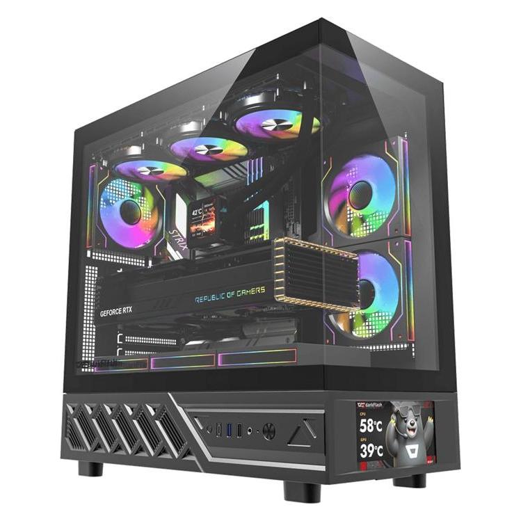 Darkflash Tech DarkFlash DS950V computer case with display (black) + 6 fans (ATX, mATX, Mini-ITX) (DS950 SCRN BLK +6F)