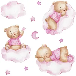 WANDAUFKLEBER 130x189cm - Schlafende Teddybären