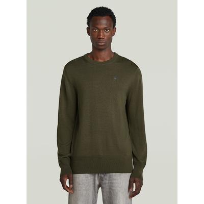 Longpullover G-STAR "Premium Core Knit", Herren, Gr. S, grün (asfalt), Strick, Obermaterial: 100% Wolle, Pullover Longpullover
