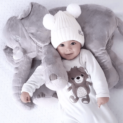 Playful Picks Plush Elephant Pillow Gray