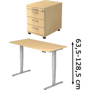 Hammerbacher Büromöbel-Set X-Serie, Schreibtisch & Rollcontainer, ahorn