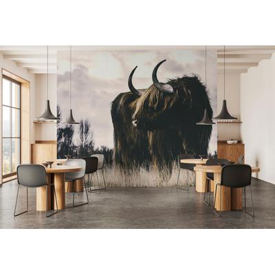 Fototapete LIVING WALLS "Walls by Patel 5 Fototapete Wildrind in Berglandschaft", braun, B:4m H:0m L:2,7m, Vlies, Tapeten, Wildrind in Berglandschaft auf 200 g/m² Premium-Vlies