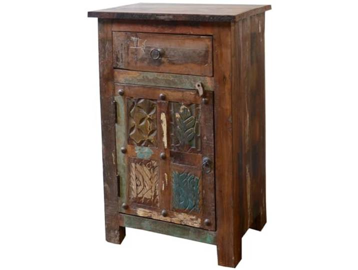 Vintage Beistellschrank, Kommode, Nachttischschrank, Holz, Modell 9 Massives, liebevoll aufbereitetes Möbelstück, ideal für Antik- und Kolonialstil, vielseitig und dekorativ.