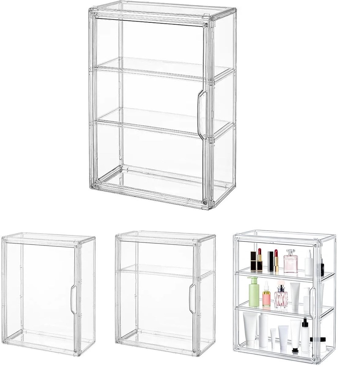 Merkloze 3-laagse acryl vitrine met magnetische deur voor actiefiguren en verzamelobjecten