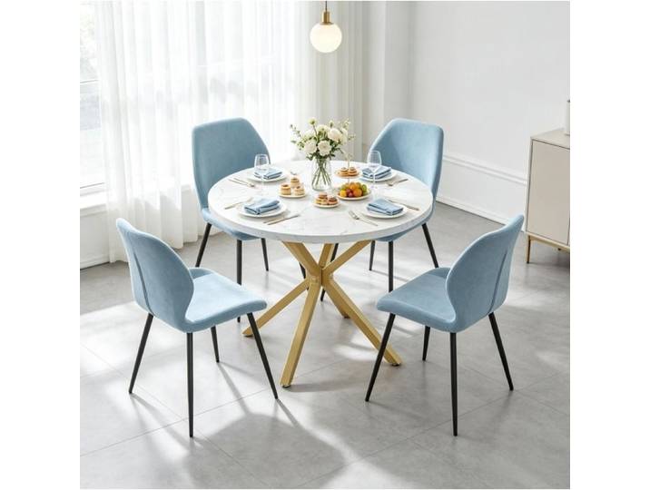 Table Ronde Cuisine Ø 100cm Design Nordique Or - Table Repas 2-4 Personnes