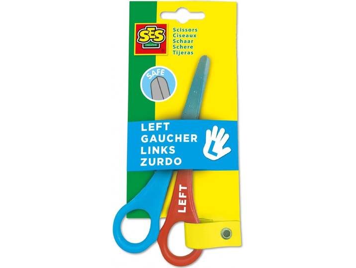 SES Creative Linkshandige Schaar - Kinderschaar - Veilig zonder scherpe punt - Rood/Blauw