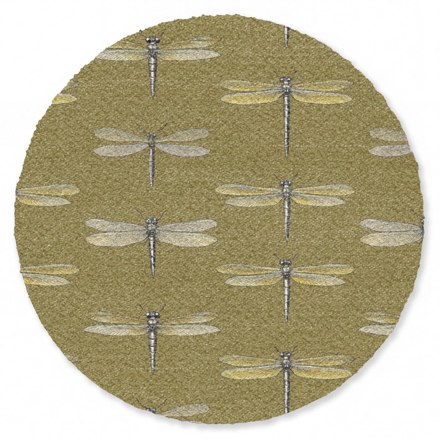 MuchoWow Ronde Deurmat Libellen - Groen - Diameter: 120 cm
