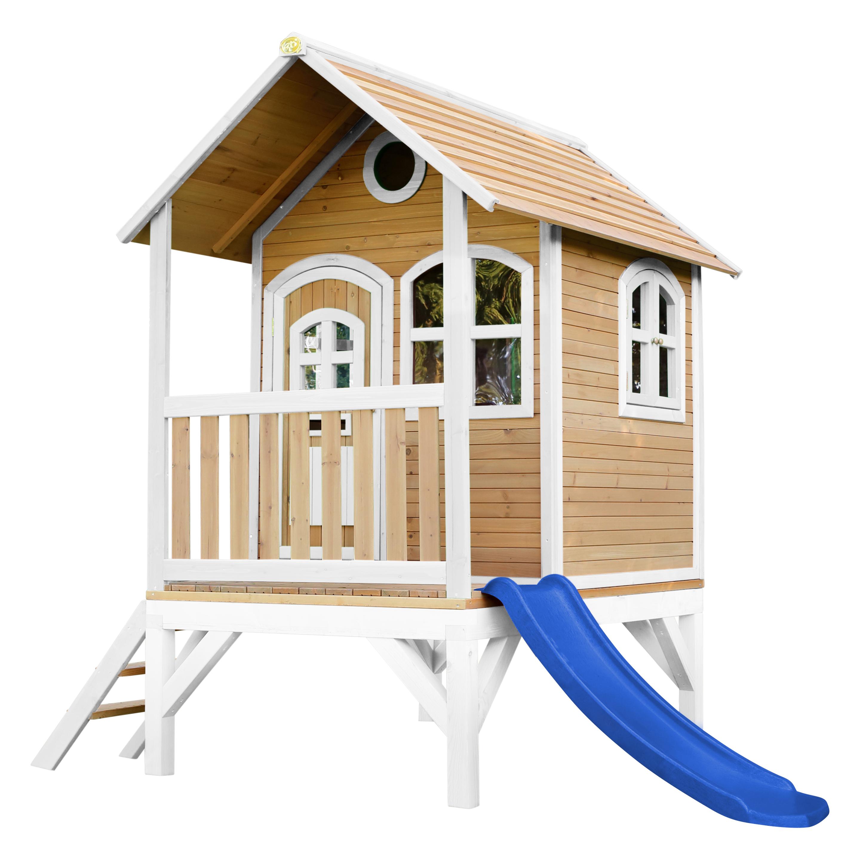 Axi Tom Spielhaus Braun/weiss - Blaue Rutsche (A030.036.31)