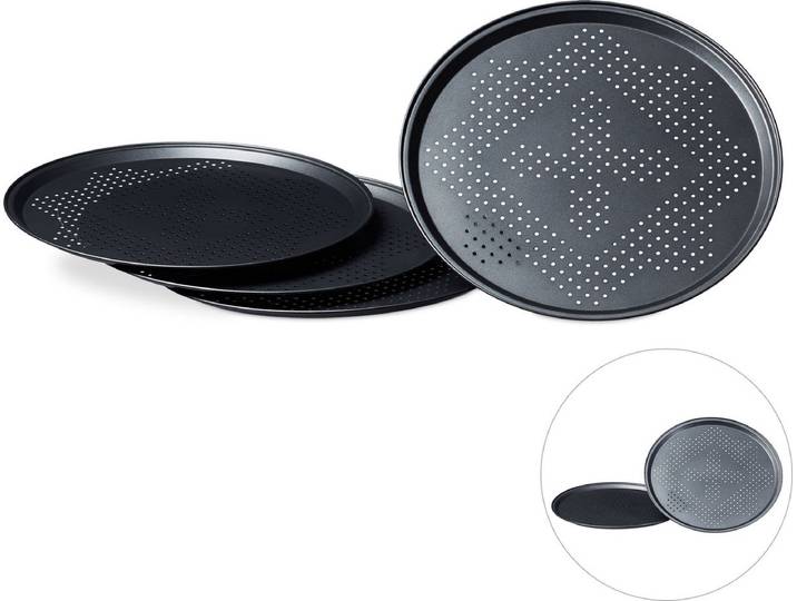 pizza bakplaat - set van 4 - met gaatjes - rond - Ø 29 cm - pizzaplaat - antiaanbaklaag