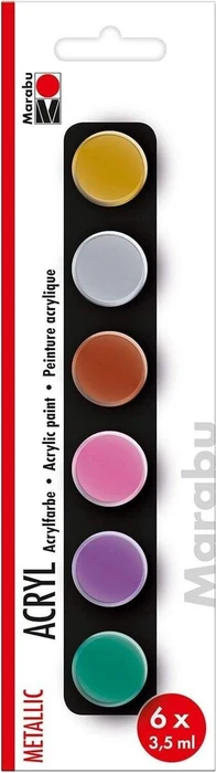 Marabu 6 Metallic Acrylfarben farbsortiert
