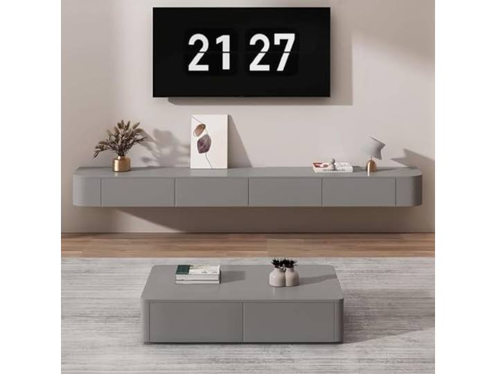 JUSKAQZYI lowboard Modernes, schwebendes, wandmontiertes TV-Entertainment Medienkonsole, große TV-Bank mit Stauraum for Wohnzimmer und Büro