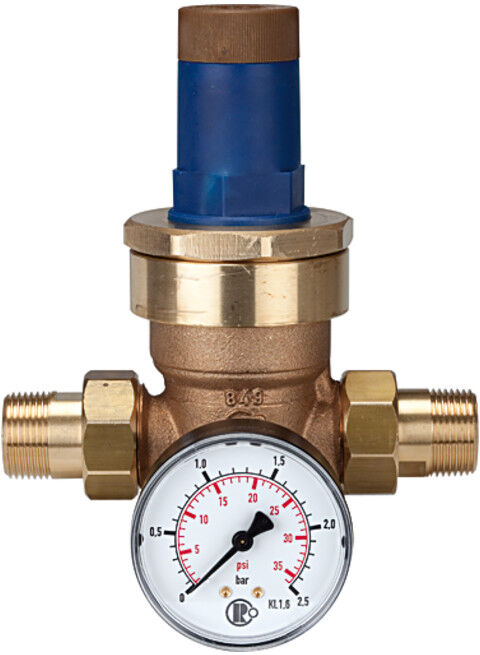 Riegler Régulateur de pression pour eau, avec manomètre, R 1, 0,2 - 2 bar (100.123)