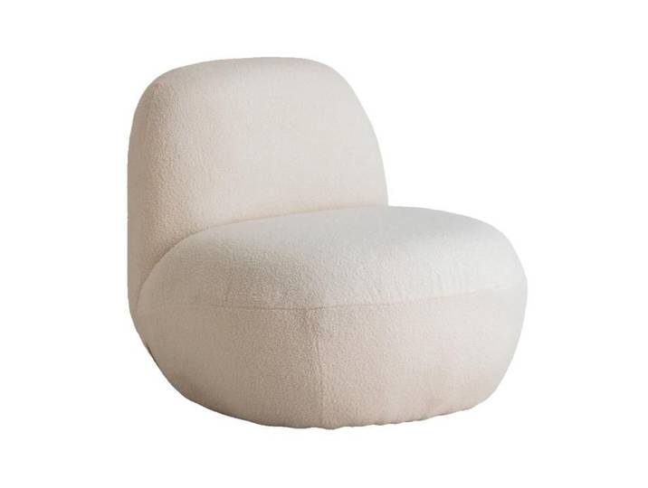 Fauteuil confort en tissu bouclette blanc Johanna