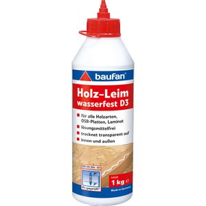 Baufan Holzleim 102473, D3, 1kg, wasserfest, für Innen und Außen
