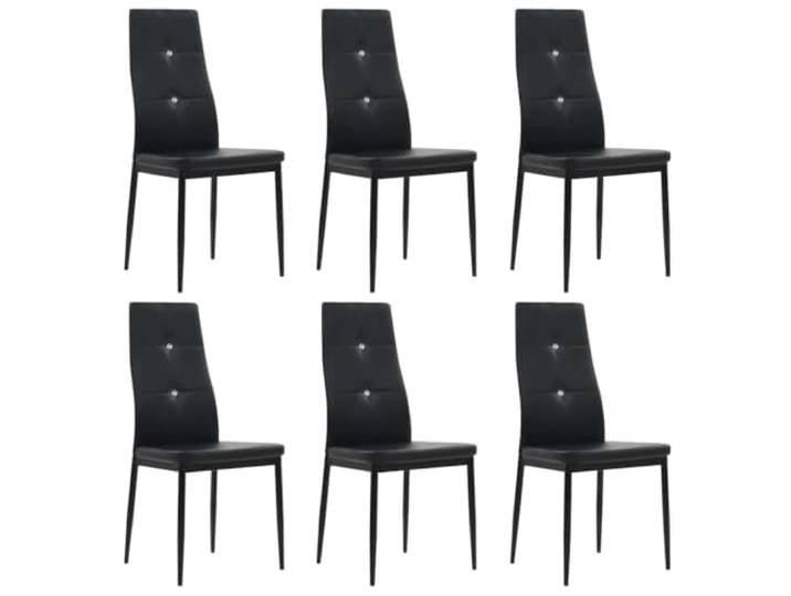 KTHLBRH 6er Set Esszimmerstühle Schwarz Kunstleder mit Kristallverzierung Holzrahmen, Stahlbeine, Kristall-Deko, 110 kg Belastbarkeit, einfacher Aufbau