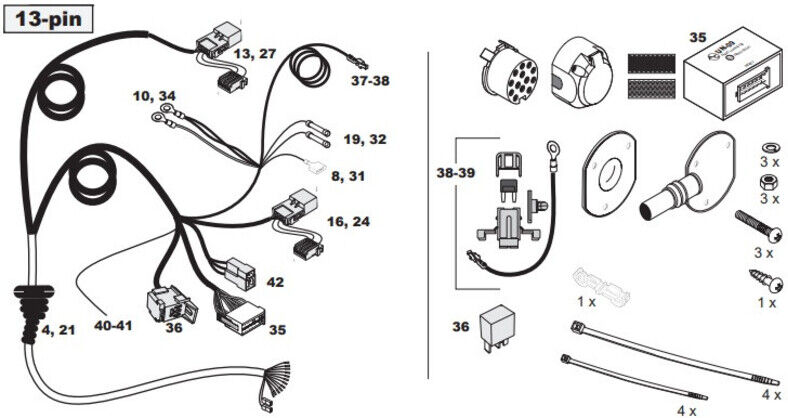 FAISCEAU SPECIFIQUE 13 BROCHES POUR HONDA CIVIC HAYON 5 PORTES (01/12-12/14)
