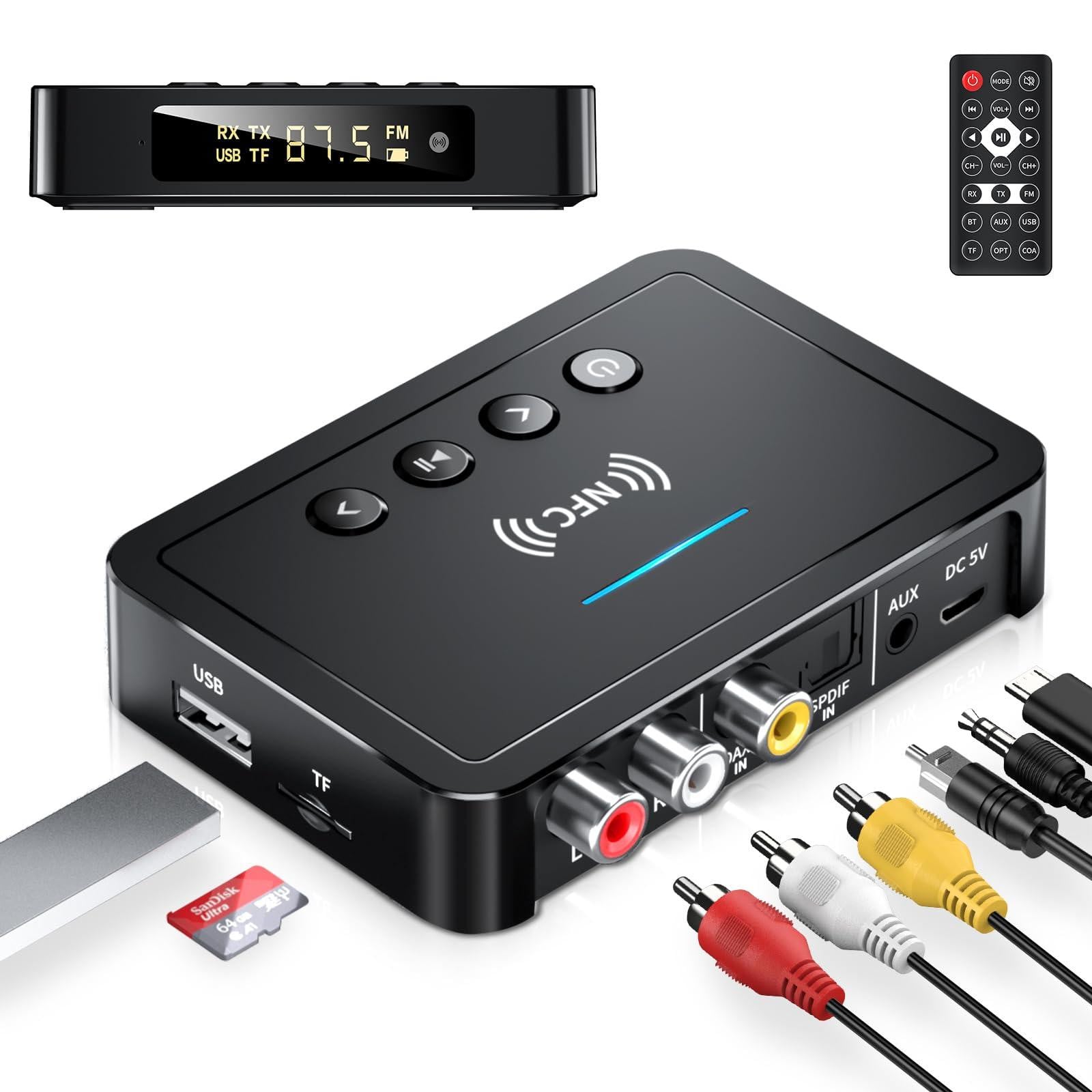 Selius 3-in-1 Bluetooth 5.0 Audio-Adapter met Afstandsbediening