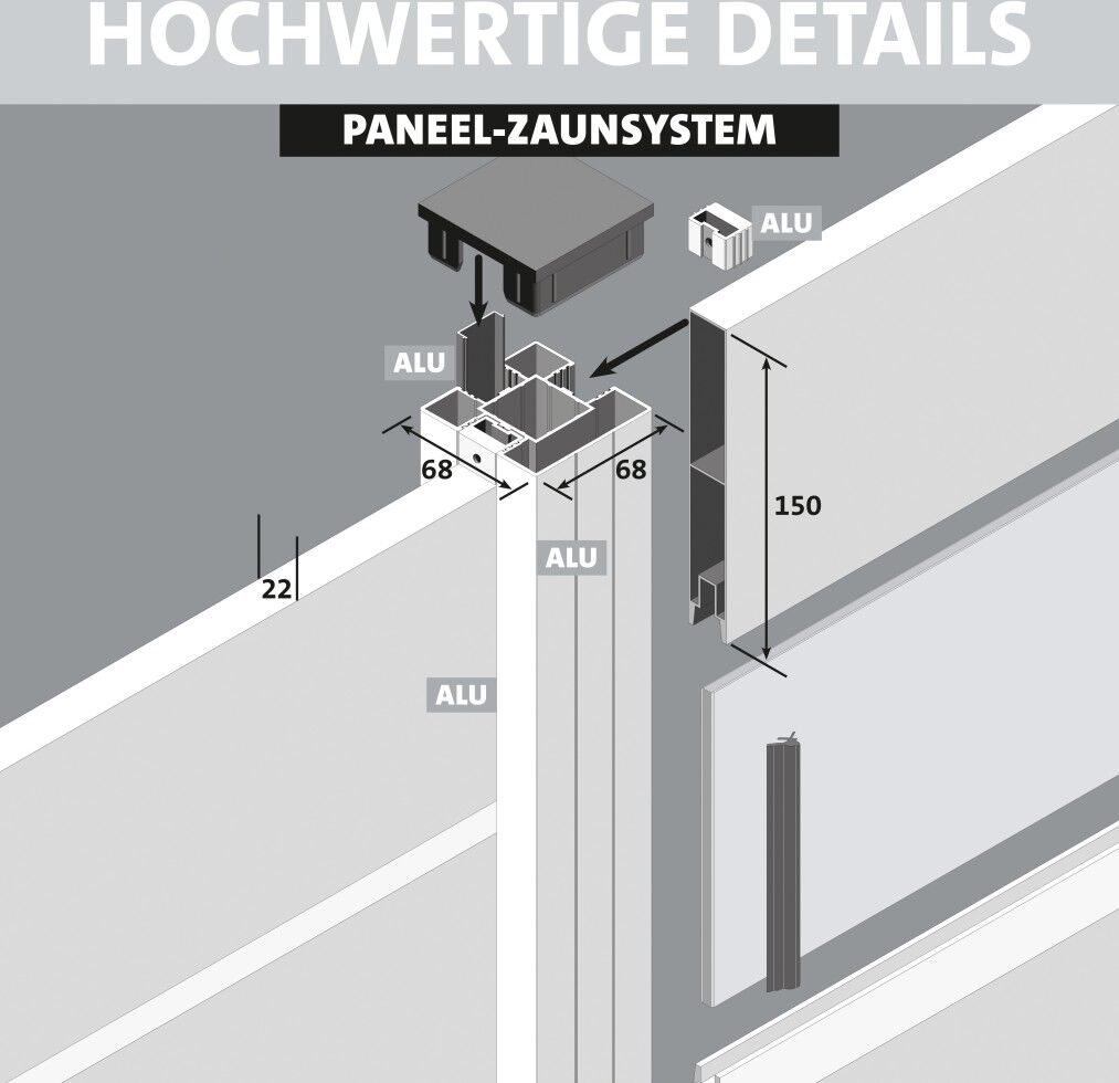 Ambiente Alu-Zaun Erweiterungsset Paneel 150 weiß 187 x 244,2 cm