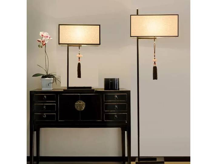 Lampe de table en tissu de style chinois, style rétro zen, pour salon, chambre à coucher, chevet, bureau, décoration de chambre d'hôtel, lampe de bureau