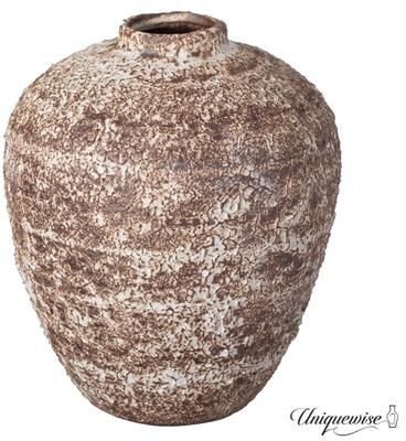 Uniquewise Textured Vintage Inspired Ceramic Vase Perfect for Displaying Faux Flowers Branches & Pampas Grass for Farmhouse